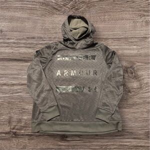 Under Armour Women's XXL ColdGear Hoodie Gray Heather Loose Fit Pullover Logo